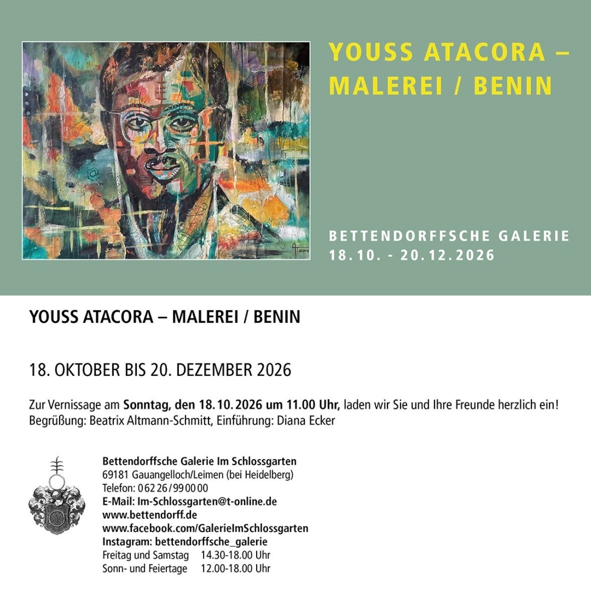 Youss Atacora – Malerei / Benin, Einladungskarte zur Vernissage